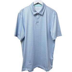 VINEYARD VINES Mens Polo Shirt Large Light Blue Print Performance Golf Preppy